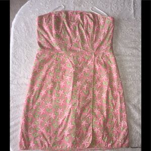 Vineyard Vines Pink and Green Strapless Dress